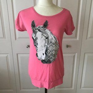 Horse Tee Short Sleeves Pink Girls Junior